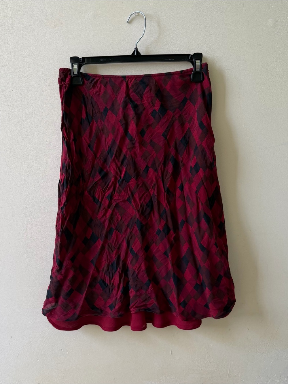 INC International Concepts Burgundy and Black Plaid A-Line Skirt